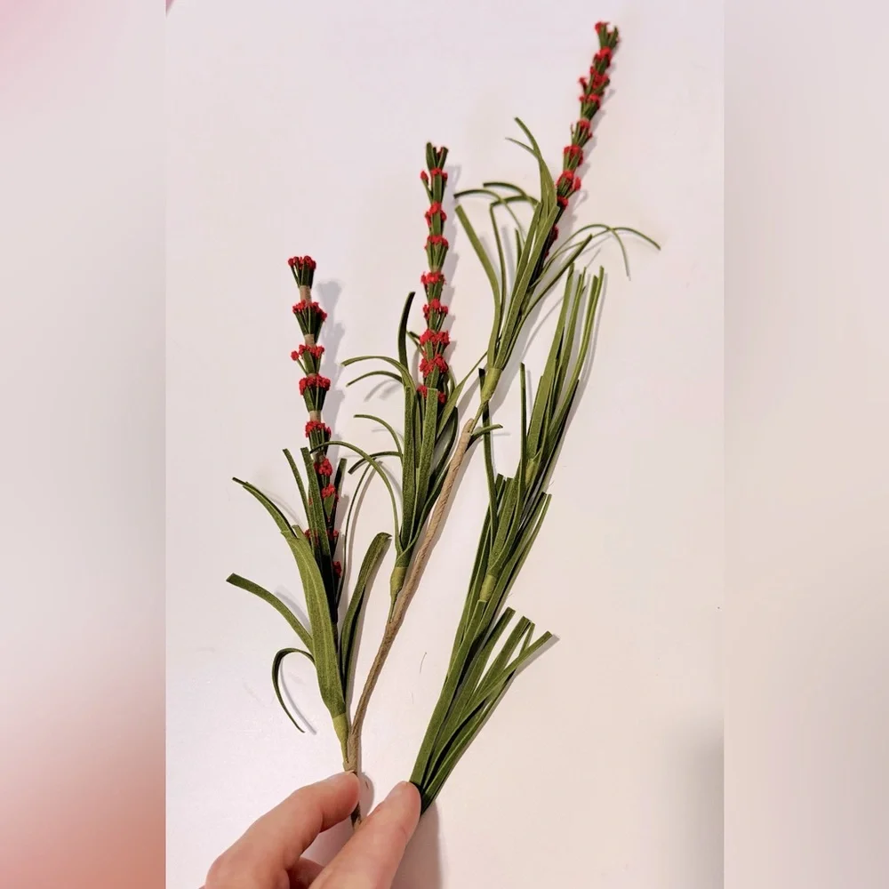Elegant Red Berries & Green Artificial Floral Spray